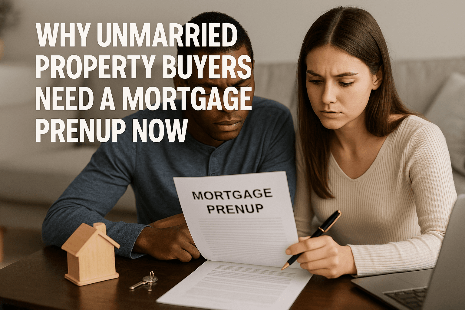 A couple reviewing property paperwork together
